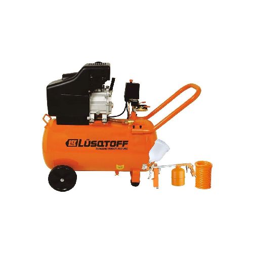 Compresor Mando Directo 2.5 Hp - 50 Lts + Kit 3 Piezas - Lusqtoff LC-2550BK - Ferromar