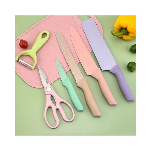 Set 4 Cuchillos Tijera Tabla De Picar Cocina Profesional  