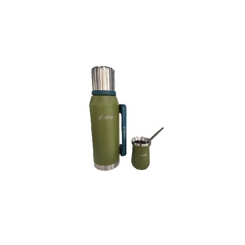 MICROBELL KIT TEMPO MATE TERMO VERDE 1L + MATE C/BOMBLLA 192ML OUTDOORS PROFESSIONAL