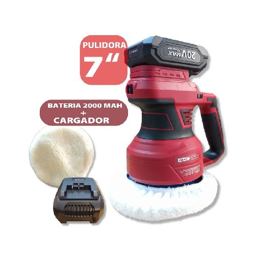 PULIDORA de 7" INALÁMBRICA EQUUS de 20V (QM6101), con CARGADOR y UNA BATERIA 2000mAh  