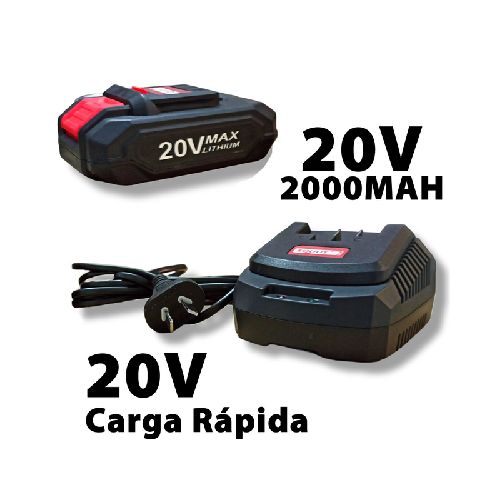 Combo KIT Cargador 20v + Batería de Litio 20v. 2000 mah Equus  