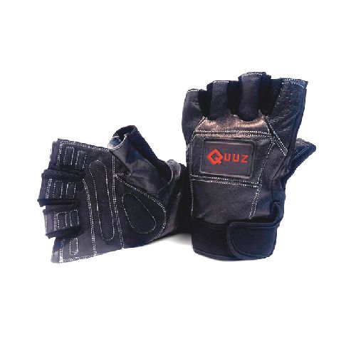 GUANTES GIMNASIO CUERO QUUZ LINEA PRO FITNESS CON ABROJO  