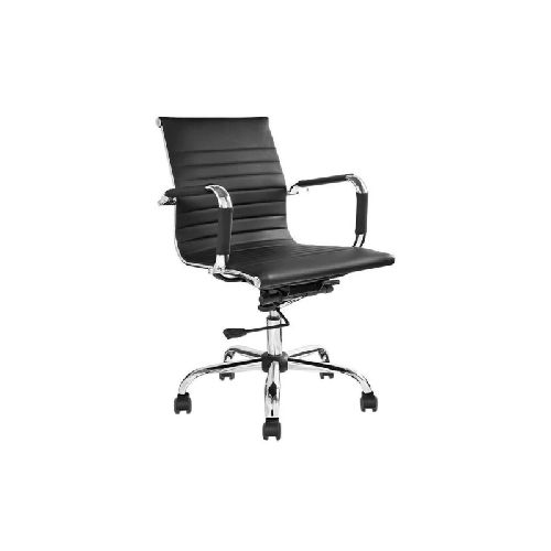 Sillon Aluminium Eames Negro Respaldo Bajo