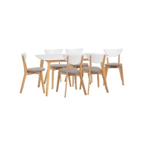 Juego De Comedor 150cm Nórdico Naida 6 Sillas  