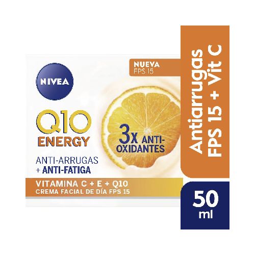 Crema Antiarrugas Q10 Energy + Vitamina C y E FPS 15 50 Ml