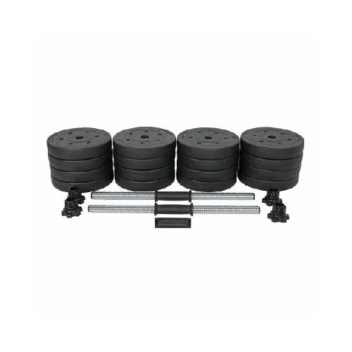 Kit Mancuernas + Barra GBFW261 50Kg Tope A Rosca Discos Pesas  