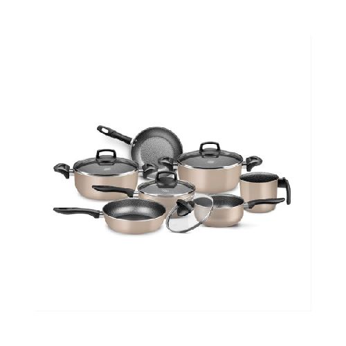 Batería Cocina Olla Cacerola Aluminio Teflón Madri 7p Mta  