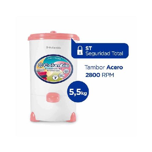 Secarropas Centrífugo Columbia LINEA COLORS 5,5kg de capacidad Rosa Chic HTS 5501  