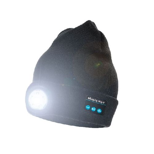 Gorro con Auriculares y Linterna Negra Gadnic GBR2 Inalámbricos de Running  