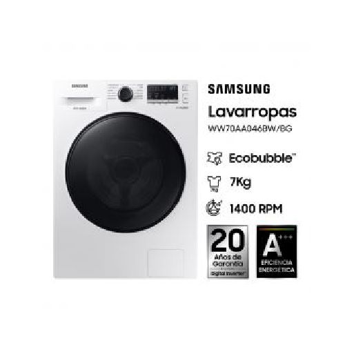 Lavarropas Automático Samsung WW70AA046BWUBG 7kg 1400rpm Inverter Blanco