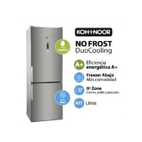 Heladera Combi C/Freezer 397Lts KOH-I-NOOR KHGA41D/8 NO FROST DuoCooling Inox