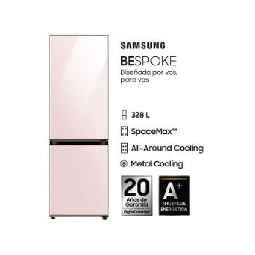 Heladera C/Freezer Combi 328Lts Samsung Bespoke RB33A307032 Inverter No Frost Glam Pink