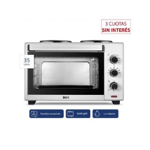 Horno Eléctrico 35Lts BGH BHE35S22A Doble Anafe Grill + Convección Silver