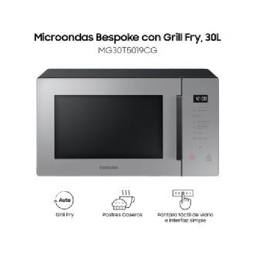 Microondas 30Lts Samsung MG30T5019CG/BG Digital Grill Fry Gris con Negro