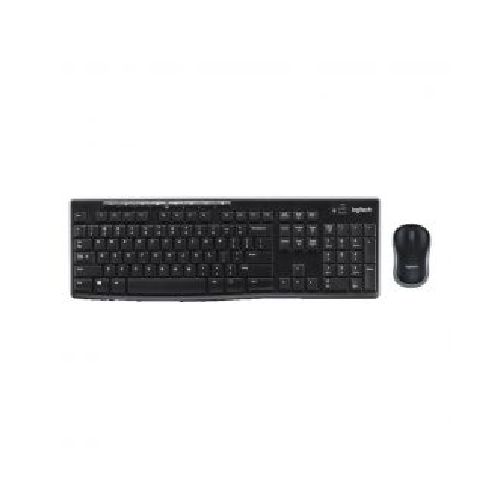 Teclado inalámbrico + Mouse Óptico Logitech MK270 Negro con Gris