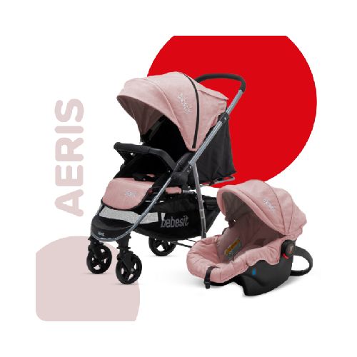 Cochecito Travel System con Manillar Rebatible Rosa