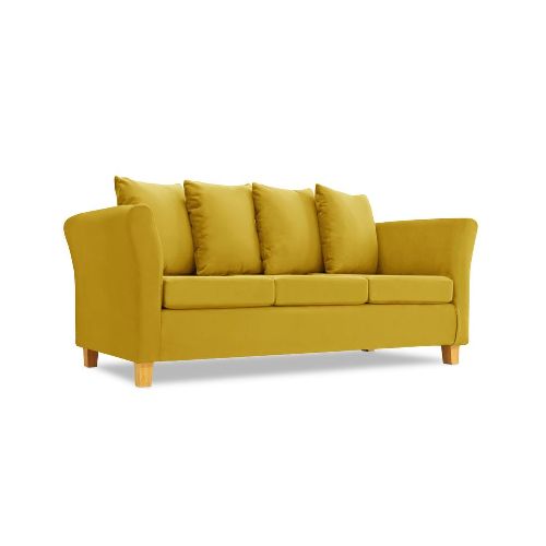 Sillón Trentino 3 Cuerpos Pana Antimanchas Amarillo - Pardo - Ofertas en Electrodomésticos, Smart TV y Muebles