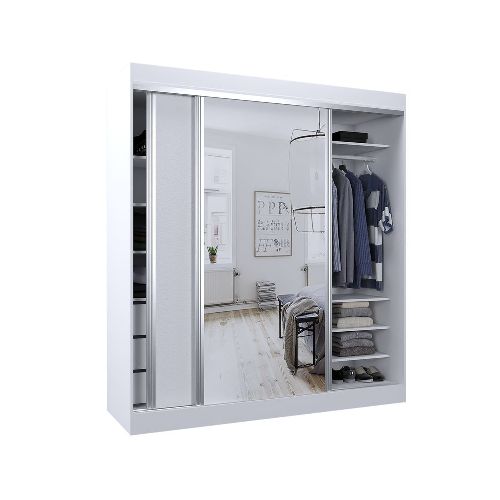 Placard Vestidor 2 Puertas Corredizas con Espejo 180X200 - 506 - Pardo - Ofertas en Electrodomésticos, Smart TV y Muebles