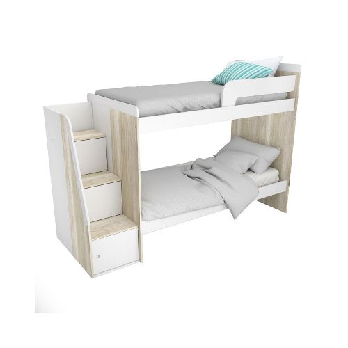 Cama Cucheta con Escalera Lateral 1 Plaza - 1704 - Pardo - Ofertas en Electrodomésticos, Smart TV y Muebles