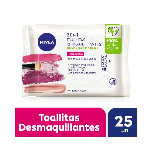 TOALLITAS DESMAQUILLANTES NIVEA MICELLAR X 25 U.  