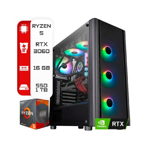 Pc Amd Ryzen 5 5600XT-A520-16Gb-1Tb-RTX3060  