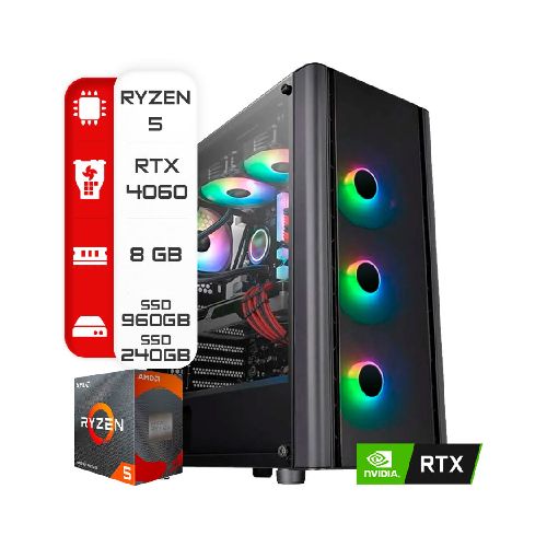 Pc Amd Ryzen 5 5600X-A520-8Gb-RTX4060 8GB  