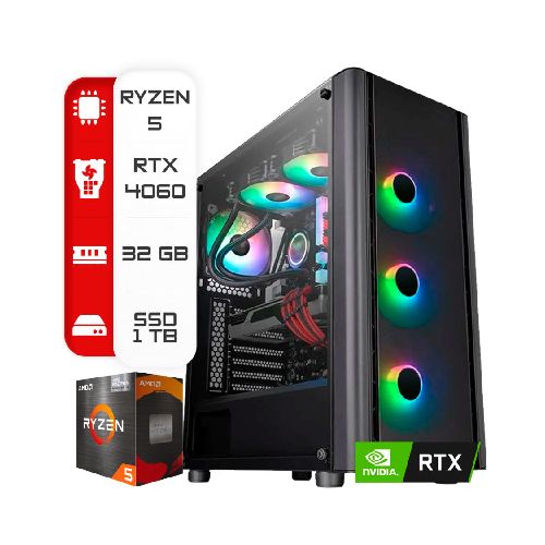 Pc Amd Ryzen 5 5600GT-A520-32Gb-RTX4060  