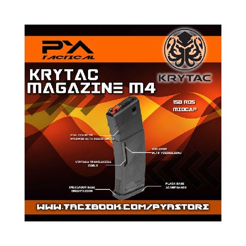 Magazine Cargador M4 KRYTAC 150bbs BLACK PREMIUM