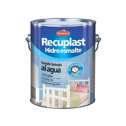 ESMALTE AL AGUA SATINADO RECUPLAST NEGRO 1 Lt