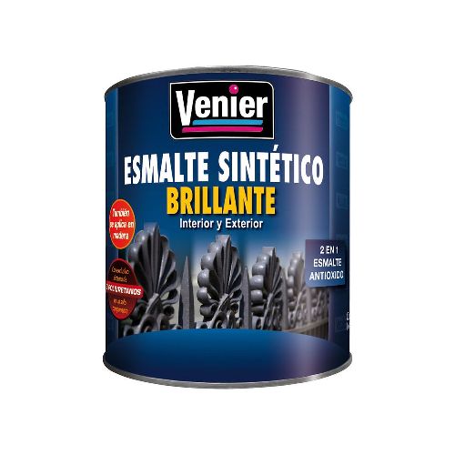 Esmalte Sintético 3P Interior/Exterior Negro Brillante x 0.25Lt Venier