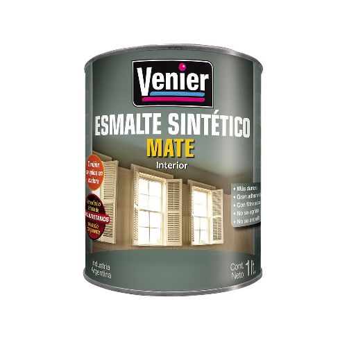 Esmalte Sintético 3P Interior/Exterior Negro Mate x1Lt Venier