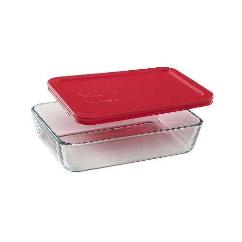 Fuente 750 Ml. Rectangular Tapa Roja Pyrex