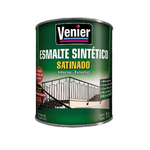 Esmalte Sintético 3P Interior/Exterior Negro Satinado x1Lt Venier