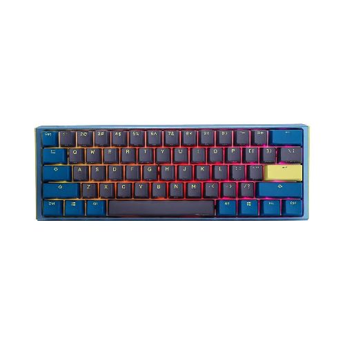 Teclado Mecanico Ducky One 3 Daybreak Mini Teclas Azules Clear Switch Ingles Pbt Doble Disparo Sin Costuras Caja Superior Azul Caja Inferior Gris Caja