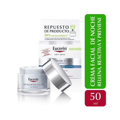 Repuesto de Crema antiarrugas de noche Eucerin Farmaplus HYALURON-FILLER + 3x Effect  x 50 ml - Farmacia Online, dermocosmética y cuidado personal - FarmaPlus