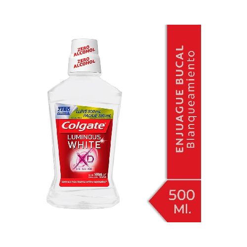 Colgate Enjuague Bucal Luminous White 500ml Y Pague 350ml - Farmacia Online, dermocosmética y cuidado personal - FarmaPlus