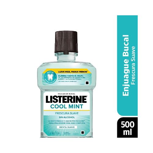 Listerine Cool Mint Zero Alcohol Enjuague Bucal X 500 Ml en FarmaPlus - Farmacia Online, dermocosmética y cuidado personal - FarmaPlus