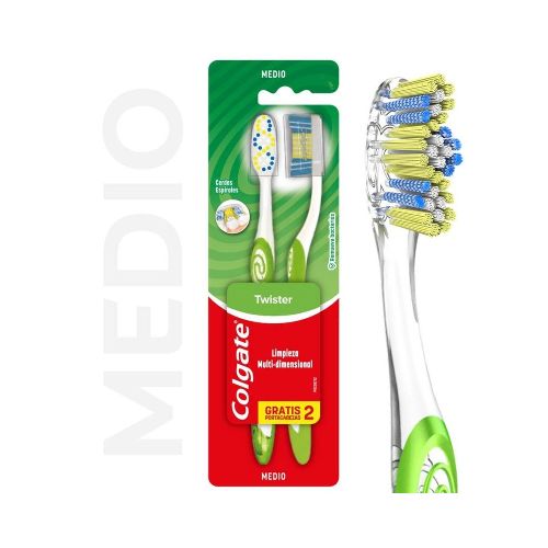 Cepillo de dientes twister medio 2 unidades