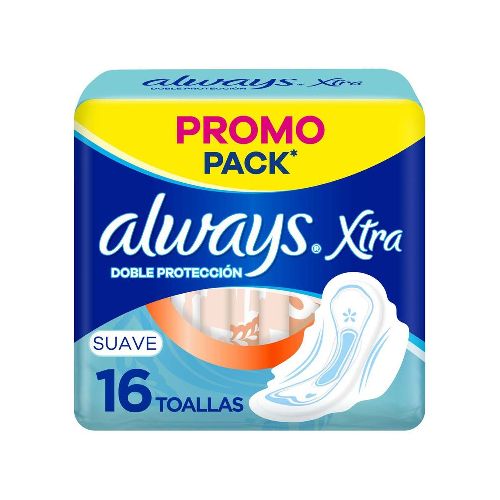 Toallas Femeninas xtra doble protección suave (16 unidades)