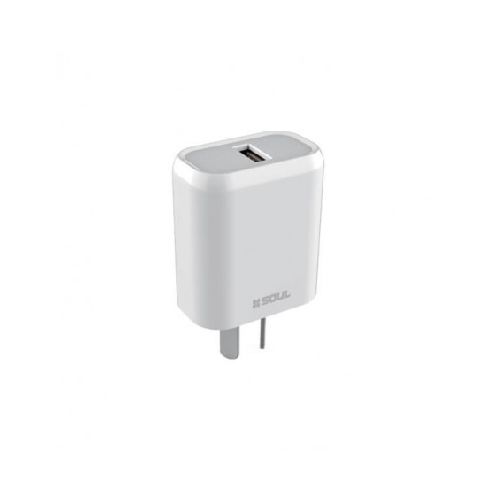 Cargador SOUL tipo viajero USB 2.4 + un cable USB tipo C blanco  