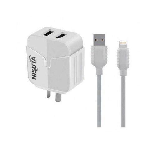 Cargador NISUTA 2 puertos usb 2.4A + cable usb c 1m  