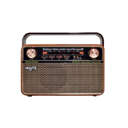 Parlante bluetooth NISUTA NSRV21 radio vintage portátil 5W marrón outlet  