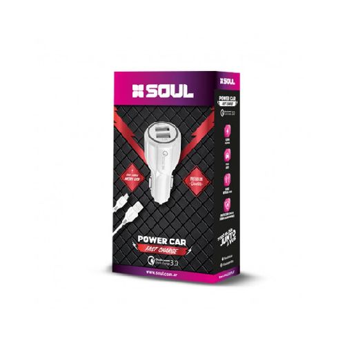 Cargador SOUL FAST CHARGE auto dual usb tipo C  