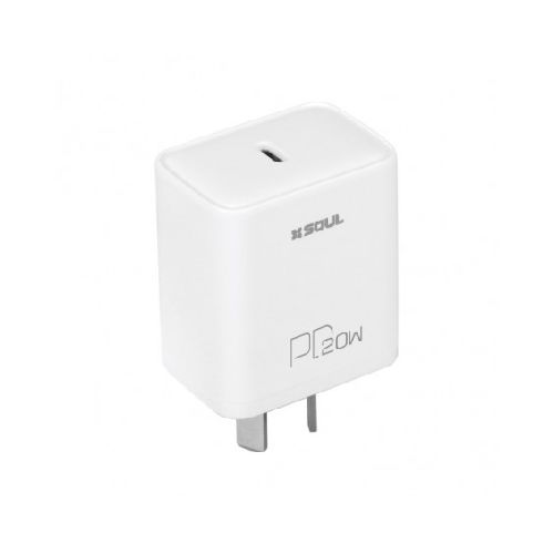 Cargador viajero SOUL CVQ-PD20W carga rápida 20W USB C sin cable blanco  