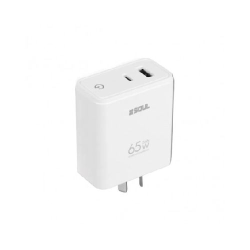 Cargador viajero SOUL CVQ-USBD65L 65W USB C + PD lighting carga rápida  