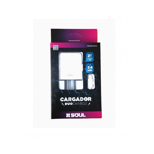 Cargador viajero SOUL DUAL USB2L usb 2.4 x 2 puertos iphone  