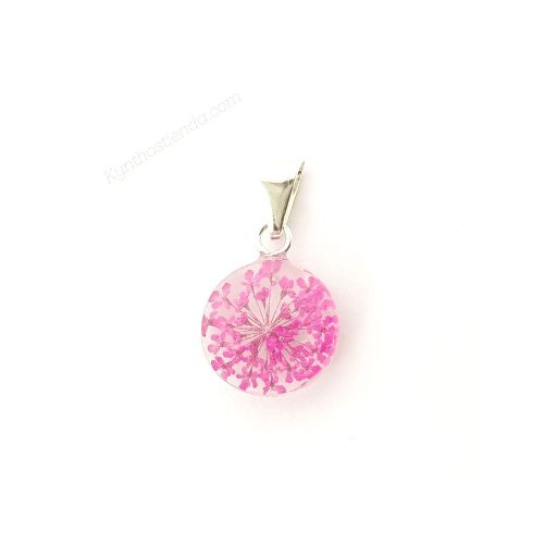 Dije Colección Micro Flores Fucsia 15 mm – Plata 925