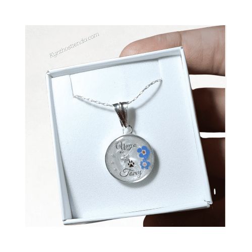 Dije Personalizado (SIN CADENA) – 1 o 2 Nombres, estrellita, huella y nomeolvides 1.6 cm – Plata 925