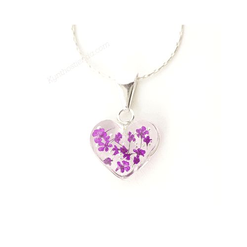 Dije y Cadena Colección Micro Flores Violetas 20 mm – Plata 925