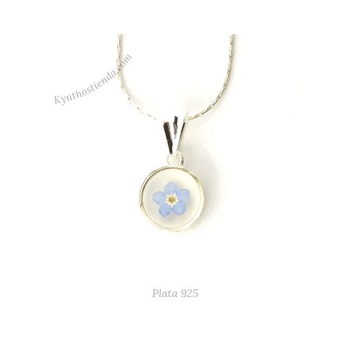 Dije 1,2 cm de una flor y Cadena de 45 cm “Colección NomeOlvides” Plata 925